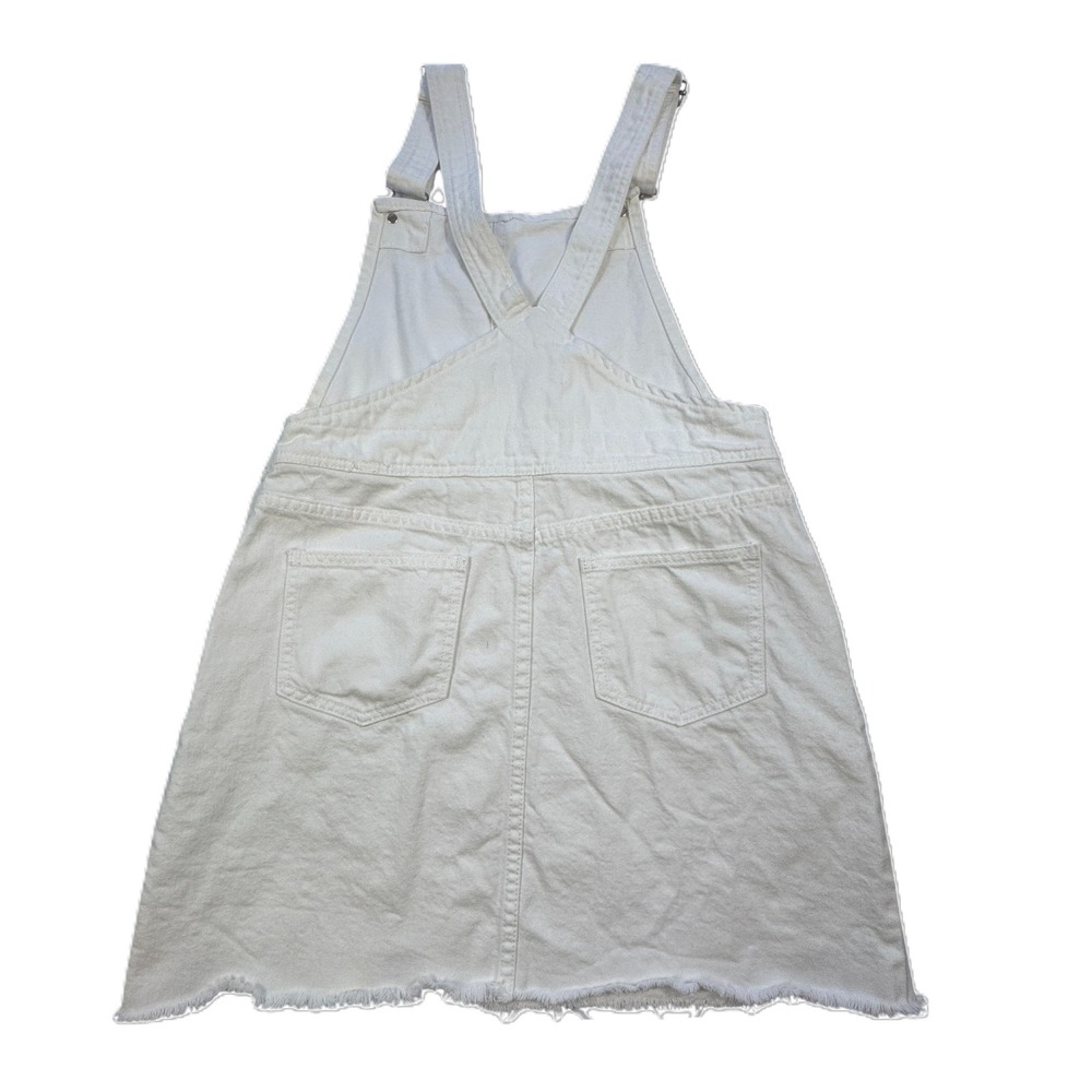 Envy White Denim Overall Skirt Womens Small Pinafore Dress Mini Festival Boho - Picture 2 of 10